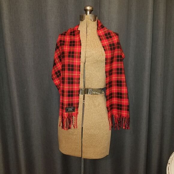 Christian Dior Cashmaire - plaid tartan scarf made in England - Picture 4 of 9
